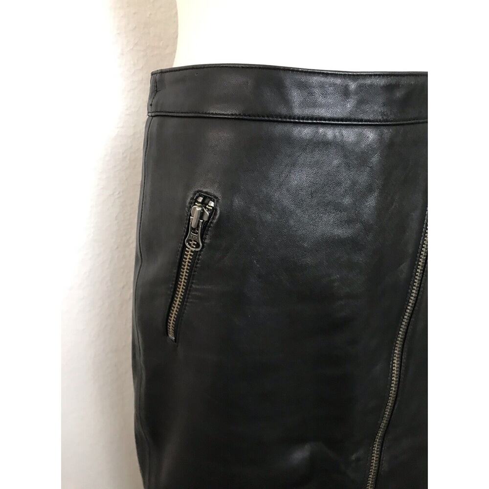 Michelle Mason Asymmetrical Zippered Pencil Skirt Leather - Picture 3 of 7